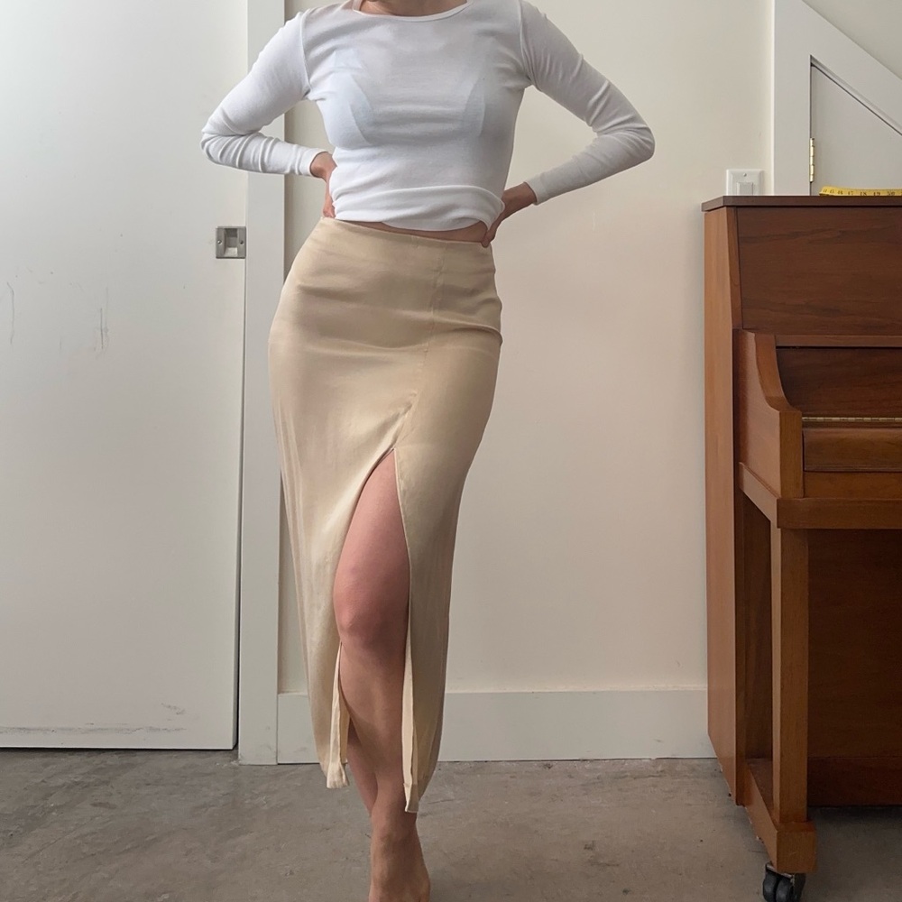 & Other Stories Gold Satin Skirt